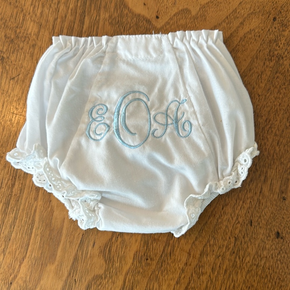 Monogrammed baby bloomers